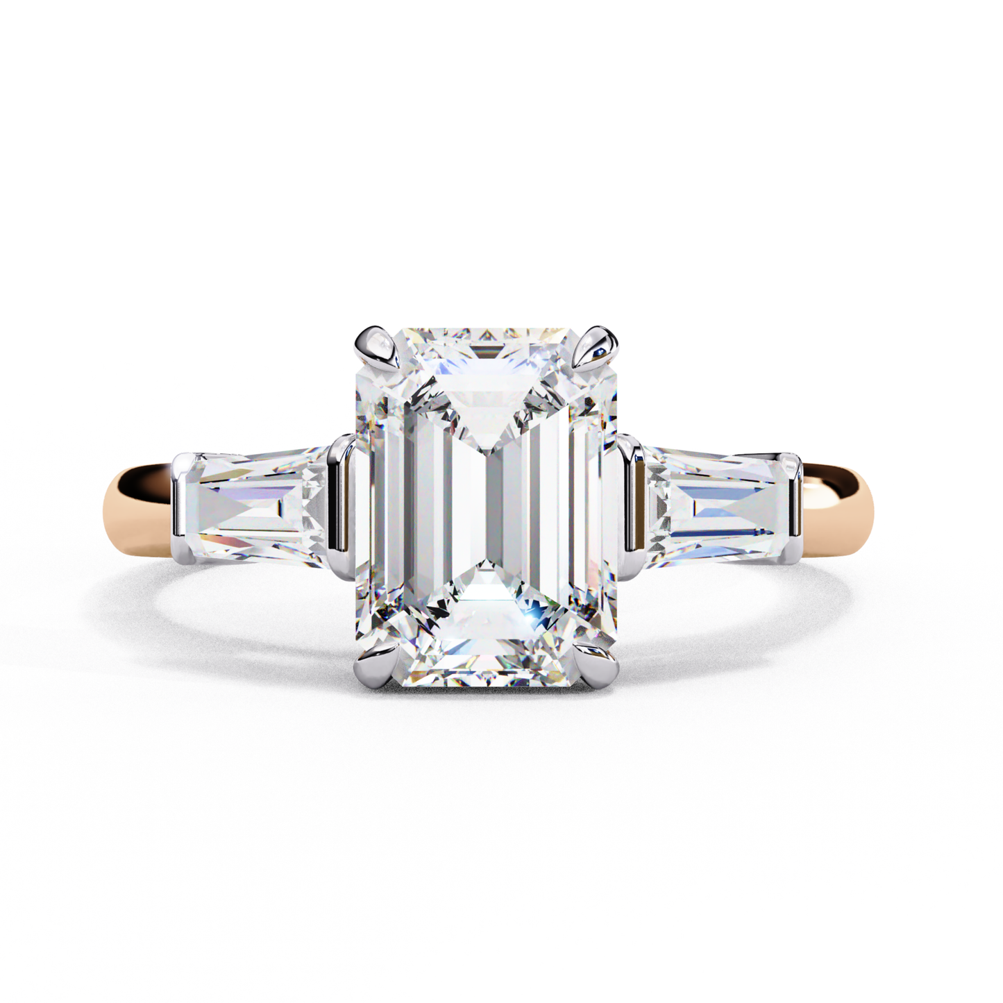 Rose gold band with emerald cut diamonds
Three emerald cut diamonds set in rose gold
Rose gold ring featuring three emerald diamonds
Three stone emerald cut diamond ring in rose gold
Close up of rose gold ring with three emerald cut stones
Elegant three stone emerald ring in rose gold
Side view of rose gold ring with emerald diamonds
Rose gold band with three emerald cut diamonds
Three emerald diamonds in rose gold band
Top view of rose gold three stone emerald ring