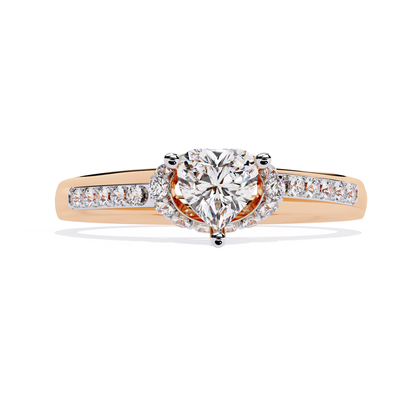 Rose gold heart center round diamond ring
Heart shape center with round diamond band
Rose gold heart design round stone ring
Heart mount ring with round diamond
Round diamond set in heart style center
Rose gold band heart center diamond ring
Heart inspired center round diamond ring
Front view heart center diamond ring
Rose gold ring with heart and round stone
Heart setting ring with round diamond