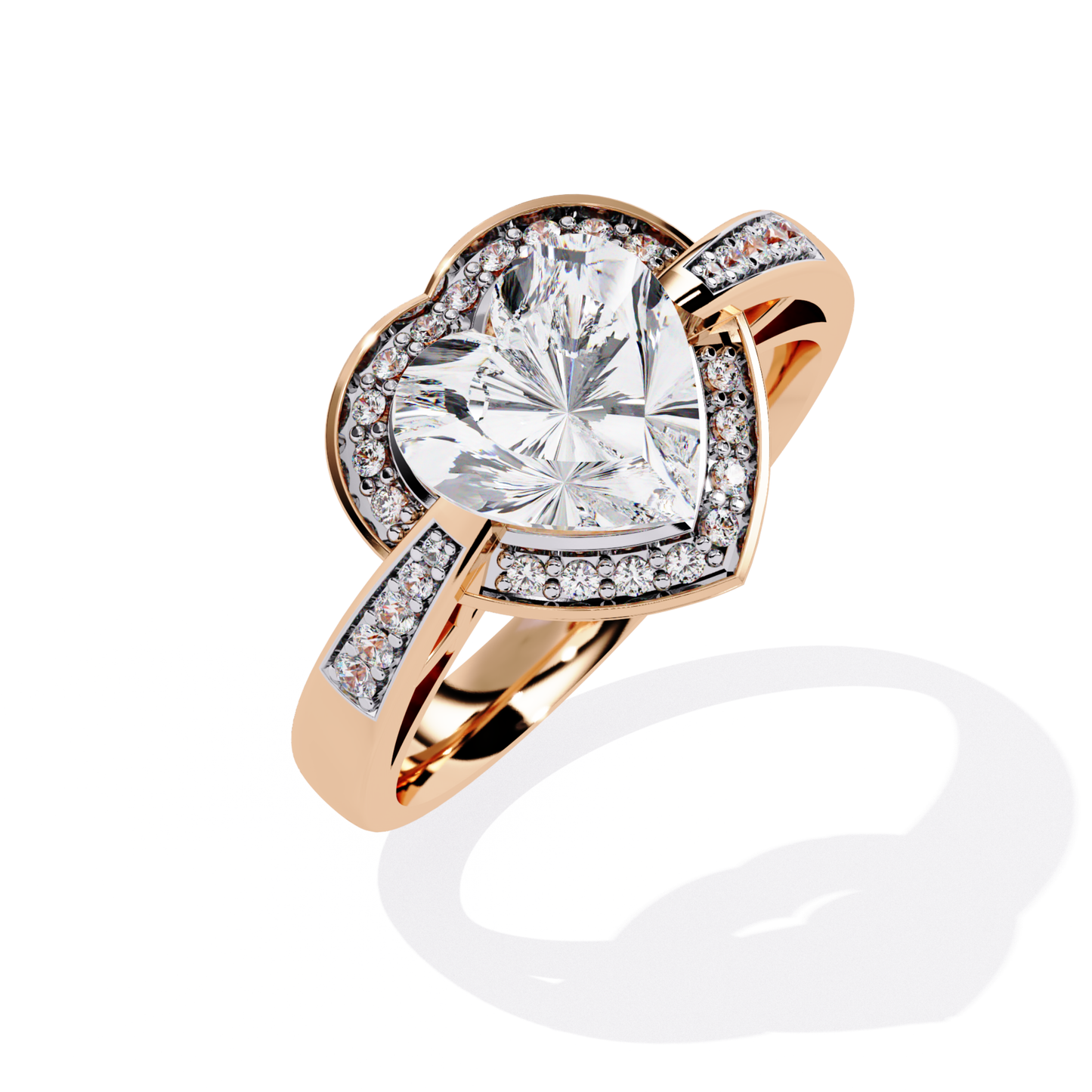 Rose gold heart diamond ring
Heart diamond halo ring angle
Rose gold heart center diamond
Heart diamond ring side view
Rose gold heart diamond band
Heart diamond ring close view
Rose gold heart diamond setting
Heart diamond ring detail view
Rose gold heart diamond jewelry
Heart diamond ring design view