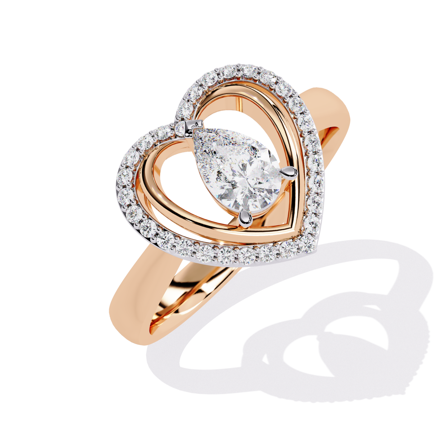 Rose gold heart ring pear center
Heart frame ring with pear stone
Pear center ring in heart design
Rose gold heart halo ring view
Heart style ring with pear shape
Pear stone ring heart outline
Rose gold heart ring side view
Heart halo ring pear focus
Pear center heart gold ring
Heart shape ring with pear stone