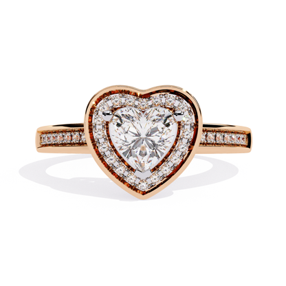 rose gold heart shape diamond ring
heart diamond halo ring rose gold
heart cut diamond ring rose gold
heart shape diamond engagement ring
heart diamond ring with round halo
rose gold heart diamond ring front
heart shape diamond ring pavé band
heart diamond ring fine jewelry
rose gold heart halo diamond ring
heart shape diamond ring close view