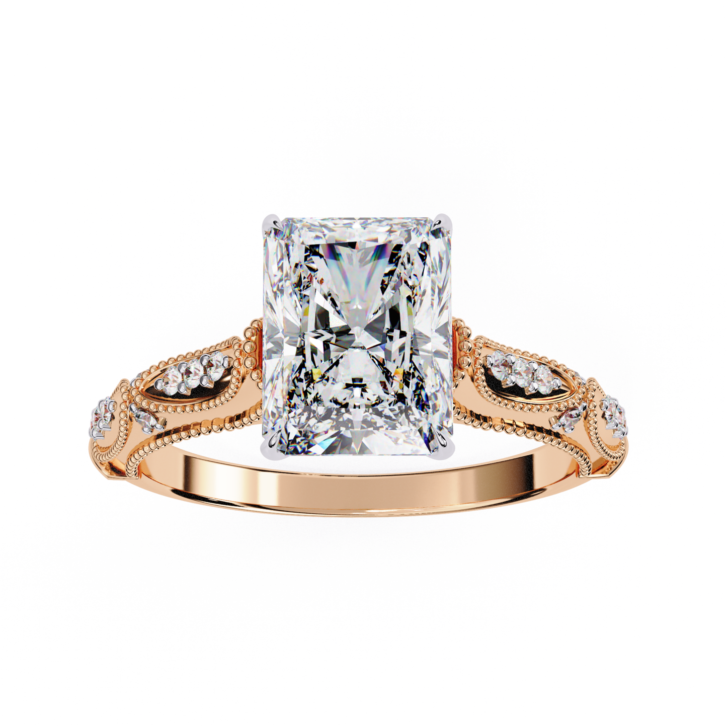Radiant diamond ring in rose gold
Rose gold ring with radiant center stone
Radiant cut diamond rose gold band
Rose gold radiant diamond engagement ring
Radiant center diamond ring rose gold
Rose gold band with radiant diamond
Radiant diamond ring side stone design
Rose gold radiant diamond fine ring
Radiant cut diamond ring rose gold setting
Rose gold radiant diamond jewelry ring