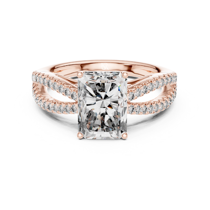 Rose gold radiant cut diamond split shank engagement ring
Radiant cut diamond ring with double pave band in rose gold
Rose gold radiant diamond bridal ring with split band
Split shank radiant cut engagement ring in rose gold
Radiant lab diamond ring with pave side diamonds
Rose gold radiant diamond ring with crossover shank
Elegant radiant cut diamond statement ring in rose gold
Rose gold radiant diamond ring with double band design
Luxury radiant cut engagement ring with pave detailing
Radiant center stone