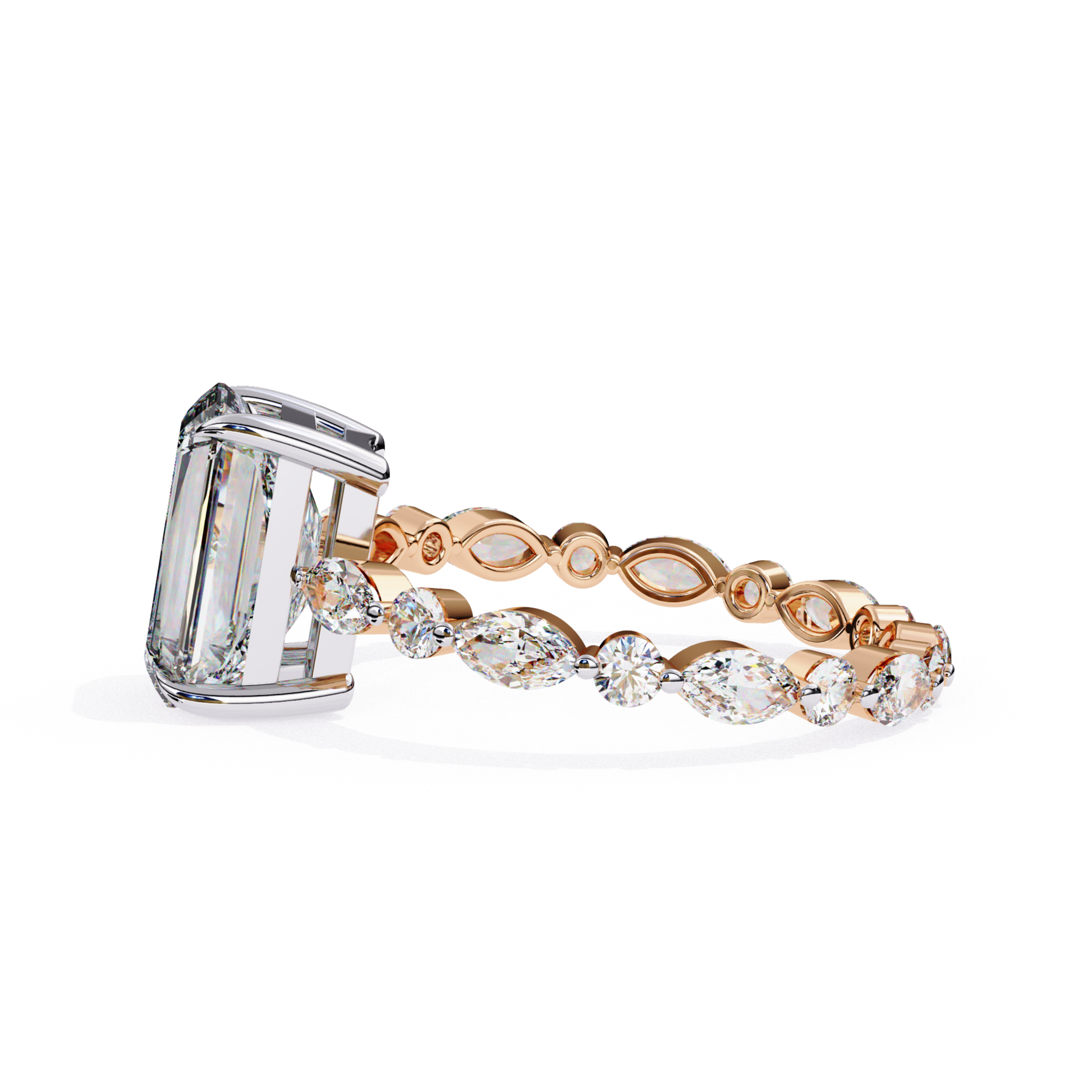 Radiant diamond ring in rose gold
Rose gold radiant cut diamond ring
Side view radiant diamond rose gold ring
Radiant diamond band with rose gold
Rose gold ring with radiant center stone
Radiant cut diamond on rose gold band
Rose gold diamond ring side profile
Radiant diamond setting in rose gold
Rose gold ring with radiant diamond
Radiant stone rose gold jewelry ring