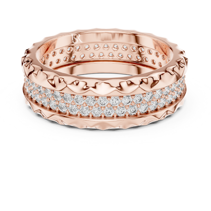 Rose gold textured diamond eternity band ring
Wide rose gold band with double row diamonds
Textured rose gold ring with round diamond detailing
Rose gold eternity band with pave diamond rows
Modern textured wedding band with round diamonds
Bold rose gold ring with layered diamond design
Wide rose gold diamond band with hammered texture finish
Elegant rose gold eternity ring with sparkle detail
Statement rose gold band with double diamond rows
Luxury rose gold textured ring with pave diamonds