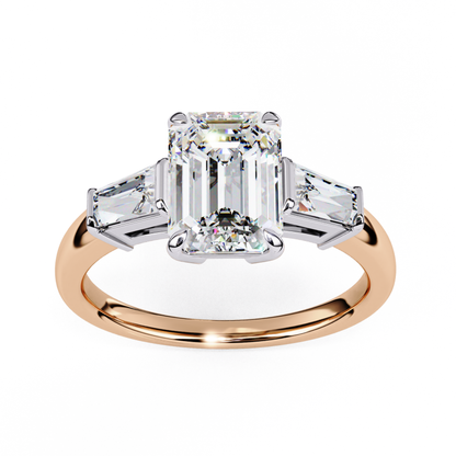 Rose gold band with emerald cut diamonds
Three emerald cut diamonds set in rose gold
Rose gold ring featuring emerald cut diamonds
Three stone emerald cut diamond ring in rose gold
Close up of rose gold ring with emerald diamonds
Elegant three stone emerald ring in rose gold
Side view of rose gold ring with emerald cut stones
Rose gold band with three emerald diamonds
Three emerald diamonds in rose gold band
Top view of rose gold three stone emerald ring