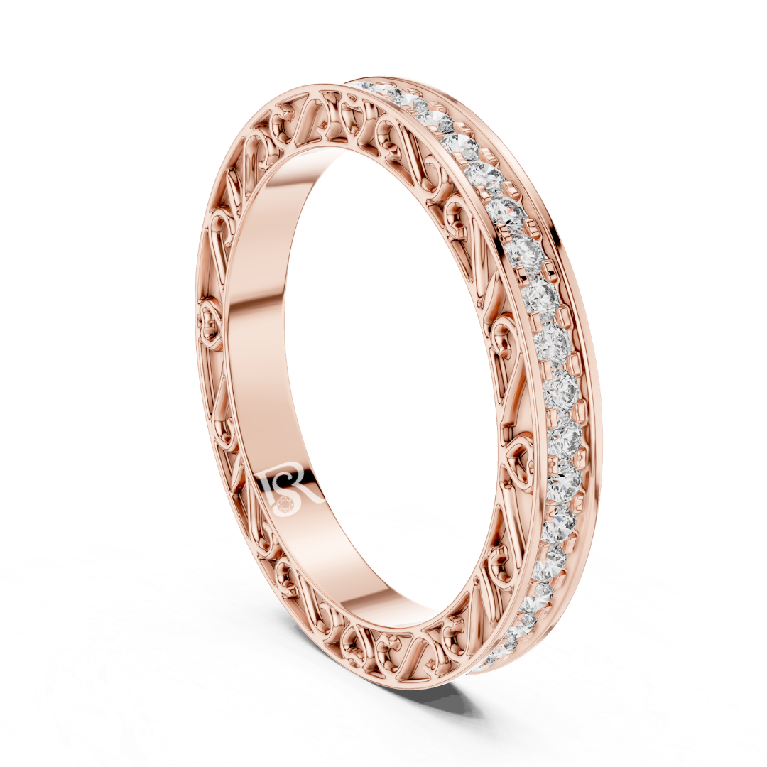 Rose gold vintage diamond eternity band
Round diamond eternity ring in rose gold
Rose gold engraved diamond wedding band
Slim rose gold eternity ring for women
Vintage style diamond band in rose gold
Elegant rose gold diamond stackable ring
Fine diamond eternity wedding band ring
Rose gold round diamond anniversary band
Classic eternity ring with side diamonds
Luxury rose gold diamond band angle view