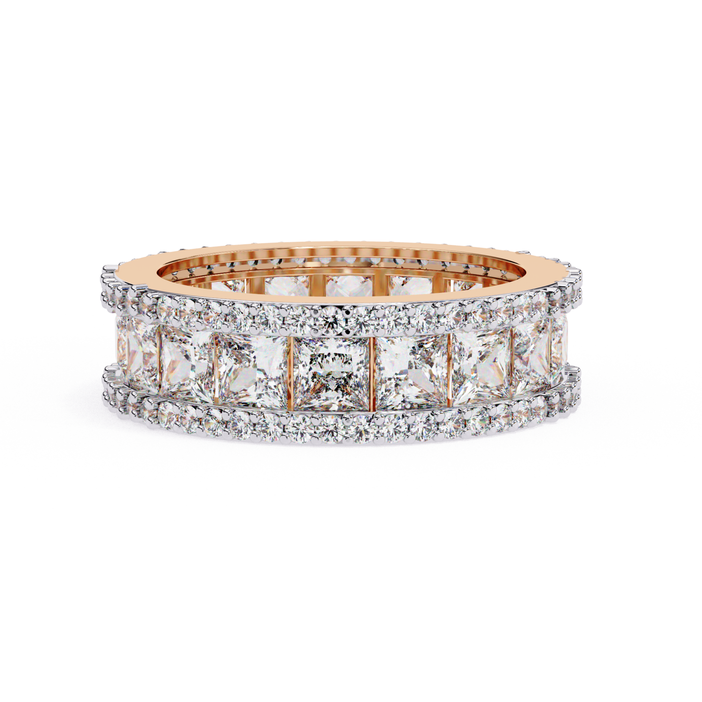 Rose gold wide diamond band
Wide rose gold diamond ring
Rose gold band with step diamonds
Wide diamond band front view
Rose gold diamond row band
Wide band diamond setting
Rose gold ring full diamonds
Diamond wide band top view
Rose gold diamond band close
Wide diamond ring rose gold