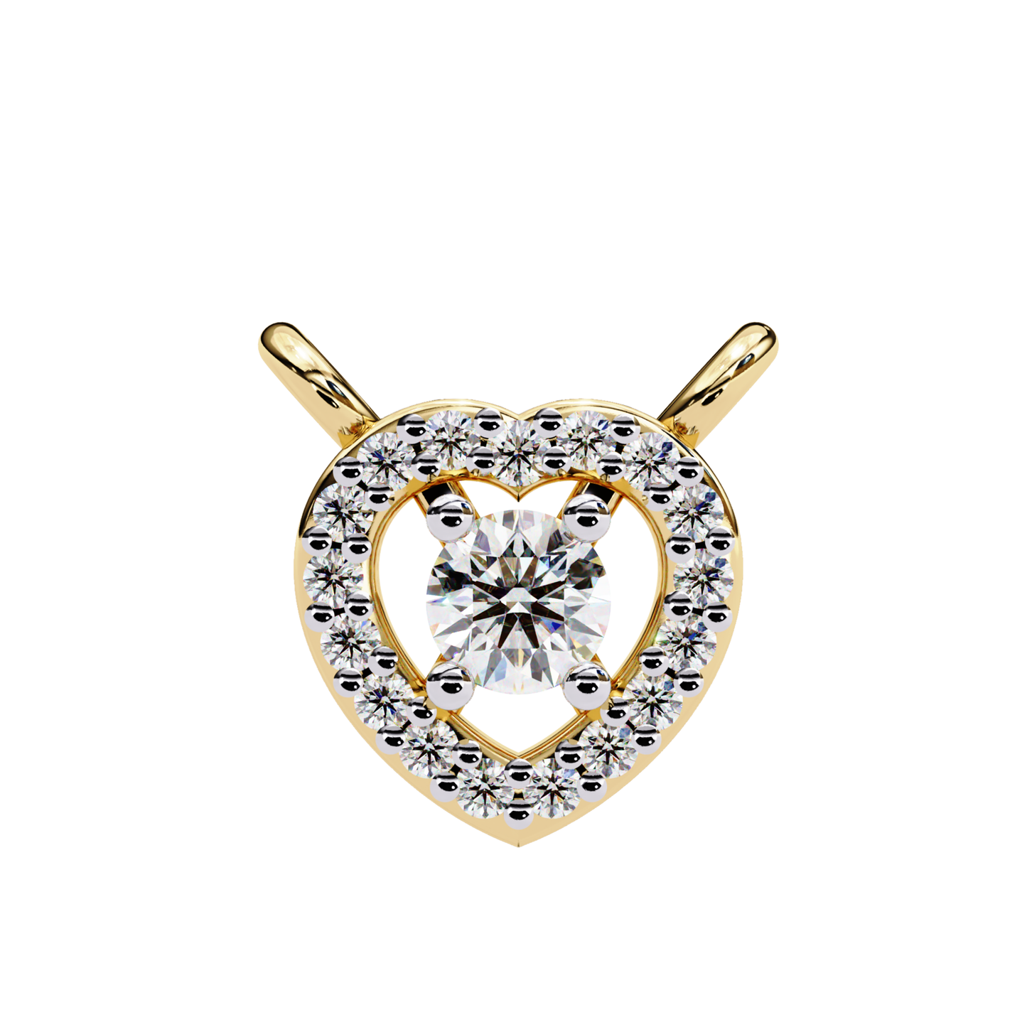 Yellow gold halo heart shaped diamond necklace