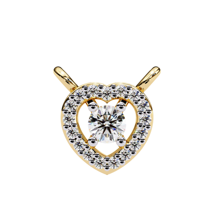 Yellow gold halo heart shaped diamond necklace