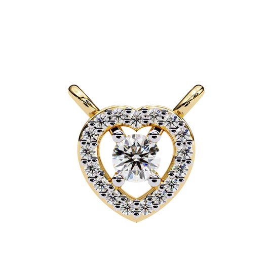 Yellow gold halo heart shaped diamond necklace