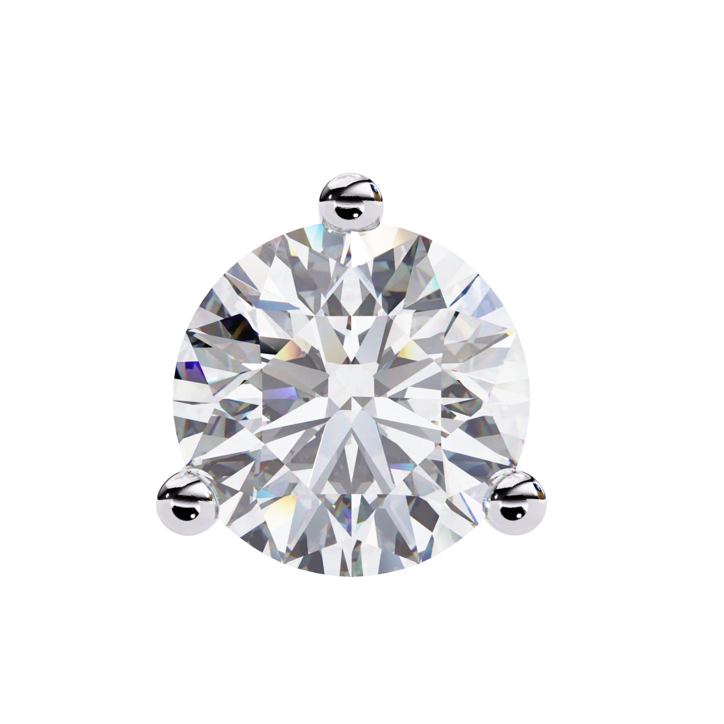 Round diamond in a platinum three-prong setting with a clear view of the cut and metal color.