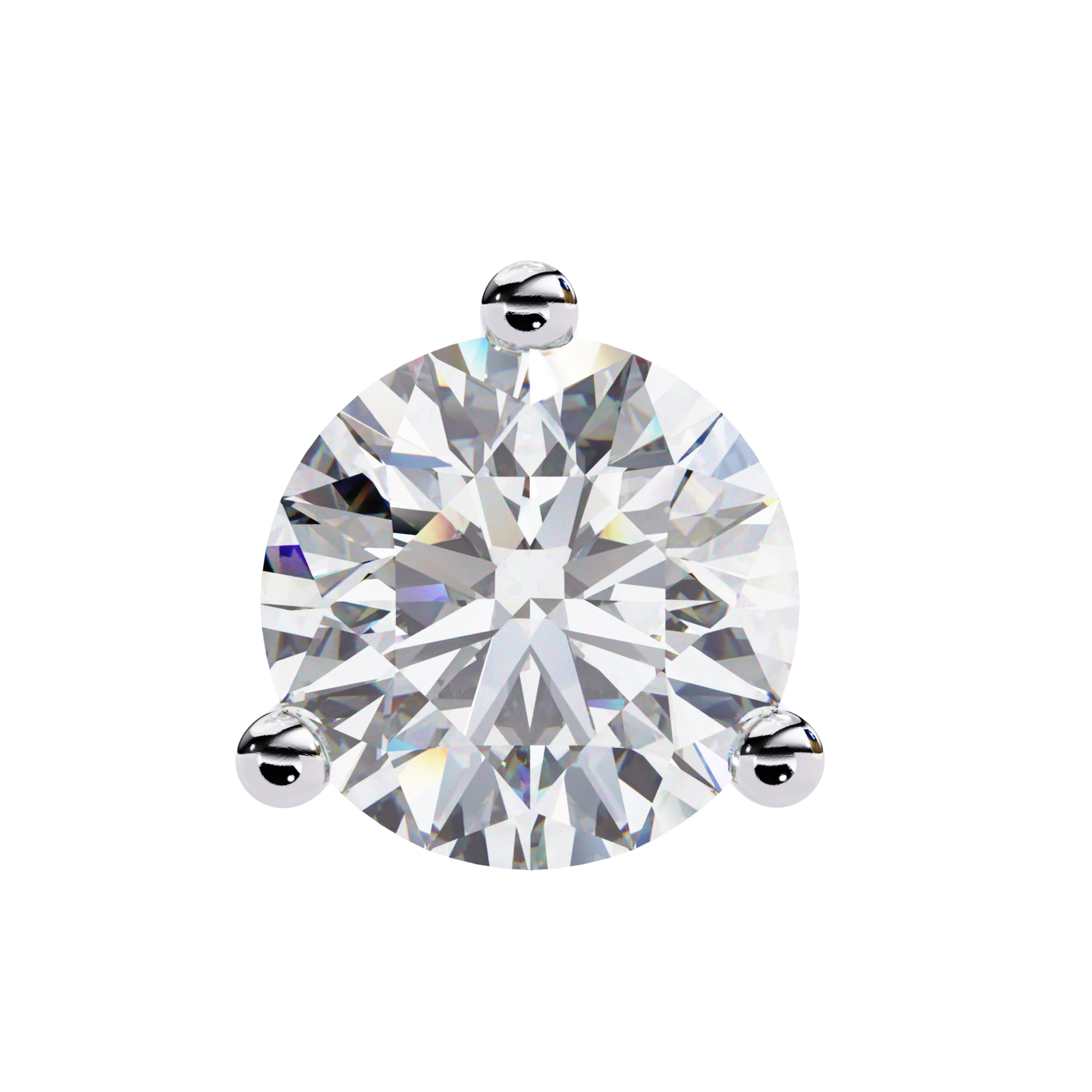 Round diamond in a platinum three-prong setting with a clear view of the cut and metal color.