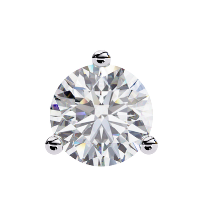 Round diamond in a platinum three-prong setting with a clear view of the cut and metal color.