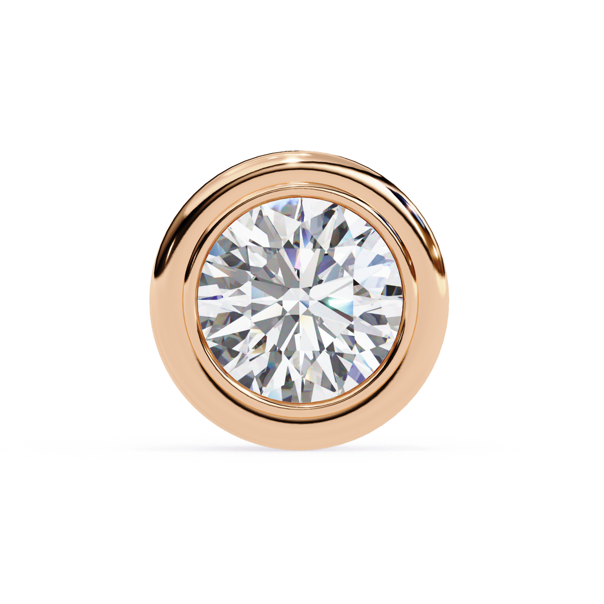 Single round diamond in a rose gold bezel setting