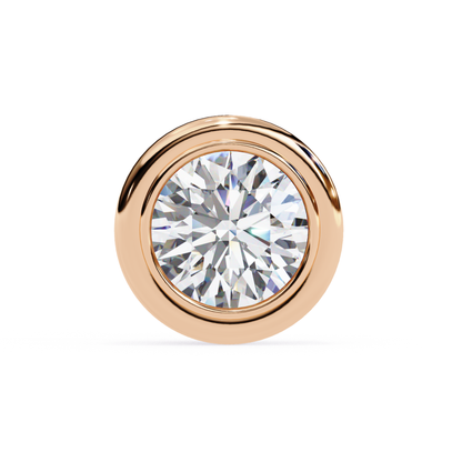 Single round diamond in a rose gold bezel setting