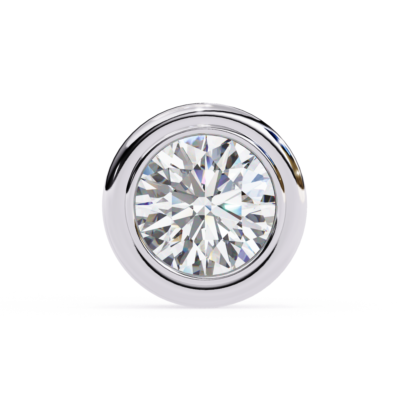 Single round diamond in a white gold bezel setting