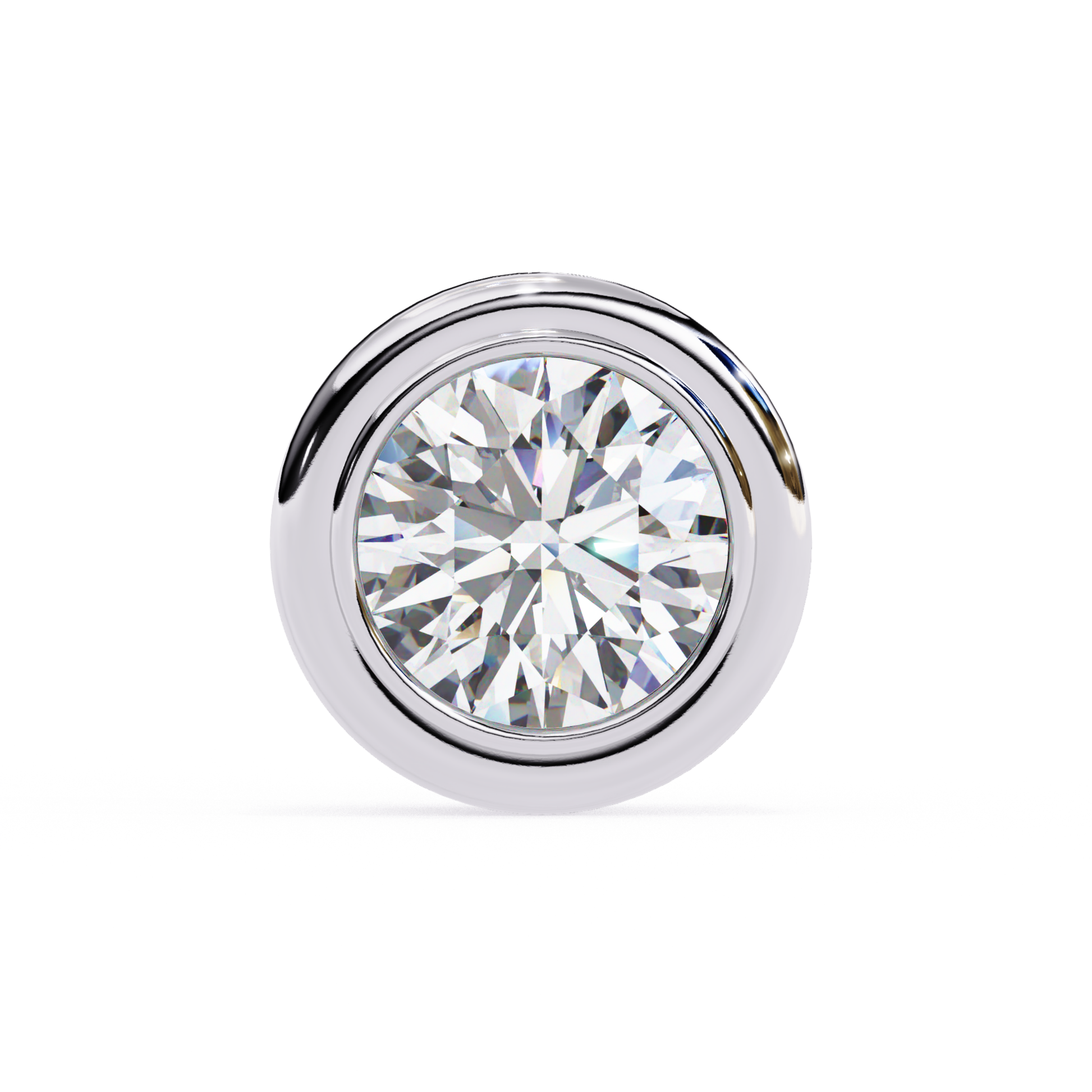 Single round diamond in a white gold bezel setting
