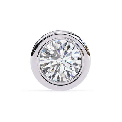 Single round diamond in a white gold bezel setting