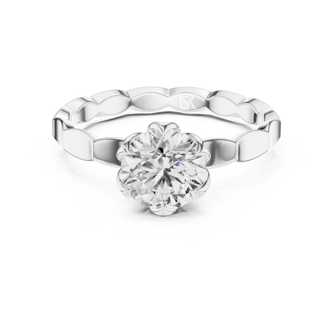 Round diamond flower prong ring
Round cut diamond scallop band
Front view round diamond ring
Floral prong round diamond ring
Round diamond scallop band ring
Solitaire round diamond front view
Round cut diamond floral setting
Classic round diamond band design
Round diamond ring top view
Floral prong round diamond band