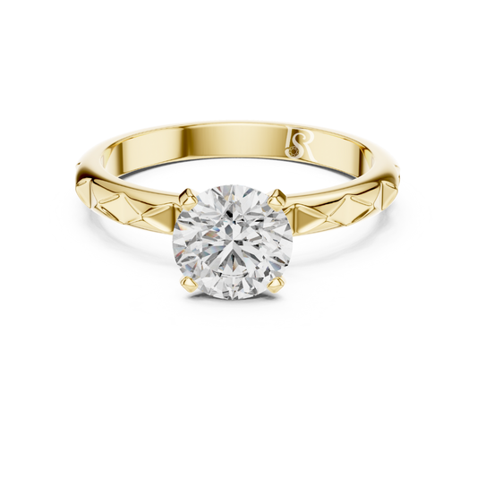 Round diamond pattern band ring
Round cut diamond textured band
Diamond ring with pattern band
Round diamond solitaire pattern ring
Pattern band round diamond ring
Round diamond band front view
Textured band round diamond ring
Round diamond ring close view
Diamond solitaire with pattern band
Round cut diamond ring design