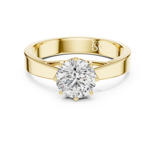 Round diamond ring yellow gold
Yellow gold round diamond ring
Round cut diamond ring yellow gold
Round diamond engagement ring
Yellow gold round diamond ring front
Round diamond solitaire ring
Classic round diamond ring yellow gold
Bridal round diamond ring
Round diamond ring plain band
Yellow gold round diamond ring design