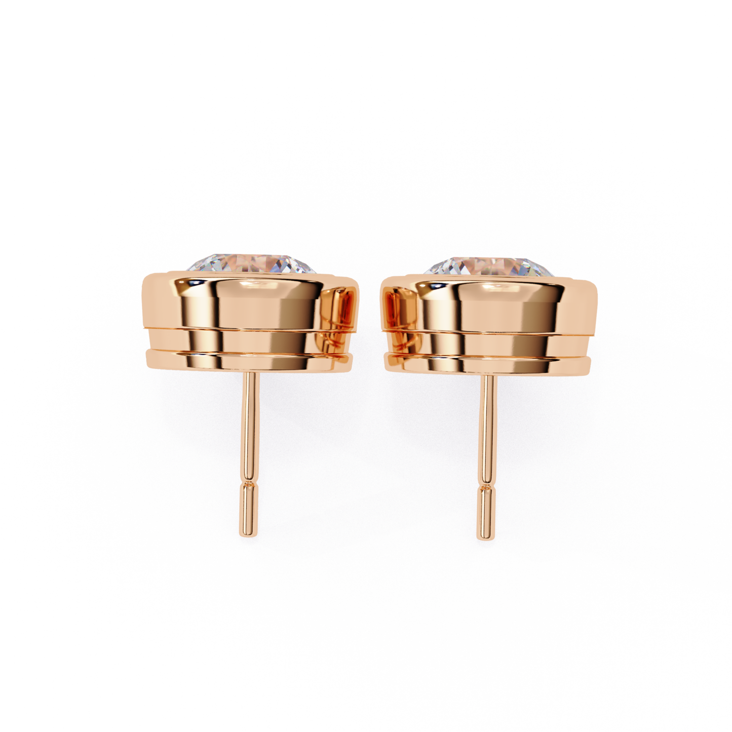 Back view of rose gold stud earrings post and finding