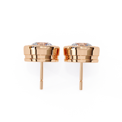 Back view of rose gold stud earrings post and finding