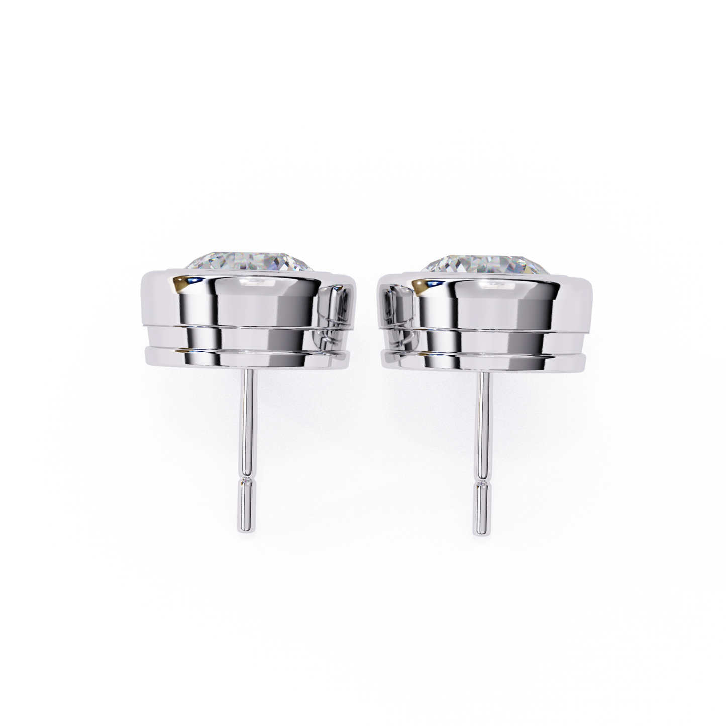 White gold stud earrings back post view