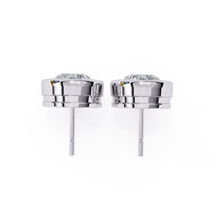 White gold stud earrings back post view