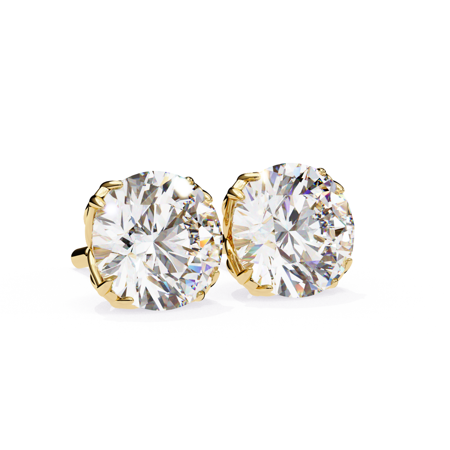  Round diamond stud earrings crafted in gold with secure prong setting for daily wear
