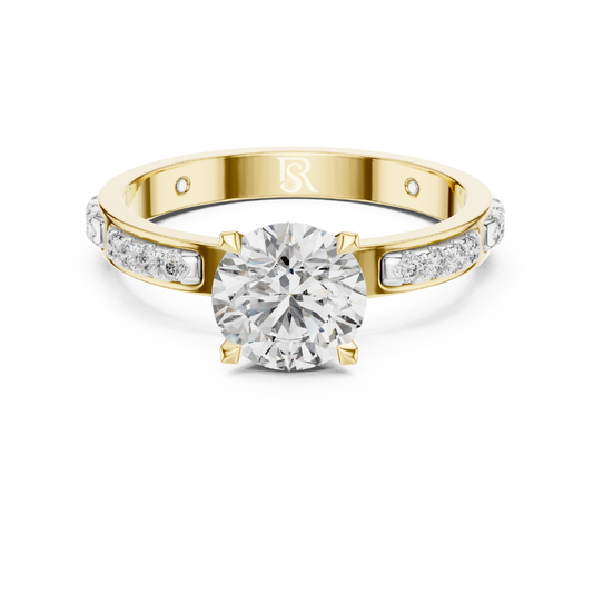 Round diamond yellow gold ring front view
Yellow gold round diamond ring channel band
Round cut diamond yellow gold ring face view
Yellow gold round diamond ring with side stones
Round diamond ring yellow gold channel detail
Yellow gold band round diamond ring front
Fine round cut diamond yellow gold ring view
Yellow gold round diamond ring jewelry front
Round diamond yellow gold ring close view
Classic round diamond yellow gold channel ring