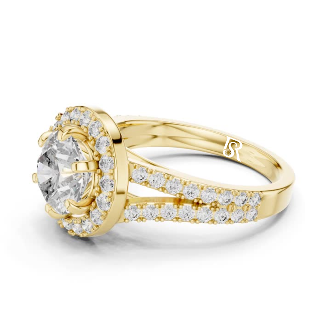 Round halo diamond ring side view
Round cut halo diamond ring angle
Round halo diamond ring band detail
Round diamond halo ring close angle
Round halo diamond ring side profile
Round cut diamond halo ring design
Round halo diamond ring pavé band
Round diamond halo ring side detail
Round halo diamond ring setting view
Round cut halo diamond ring side look