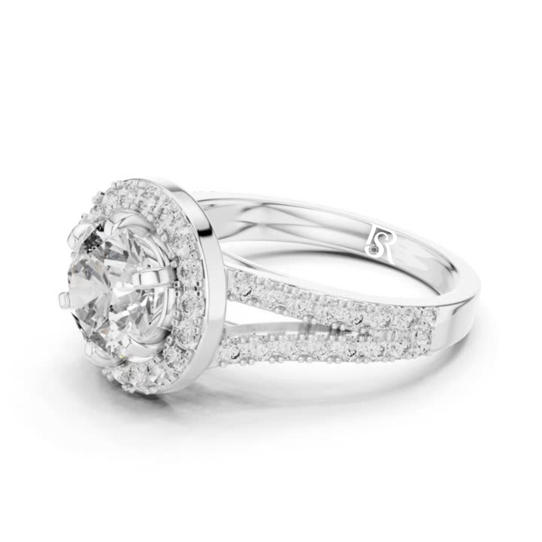 Round halo diamond ring split band side view
Round cut halo diamond ring side angle
Round halo diamond ring split shank detail
Round diamond halo ring side profile
Round halo diamond ring band detail
Round cut diamond halo ring side look
Round halo diamond ring close side view
Round diamond halo ring split band design
Round halo diamond ring setting side view
Round cut halo diamond ring band angle
