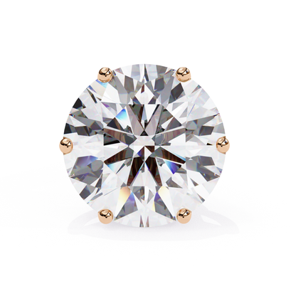 Round cut diamond with six white gold prongs shown in detail