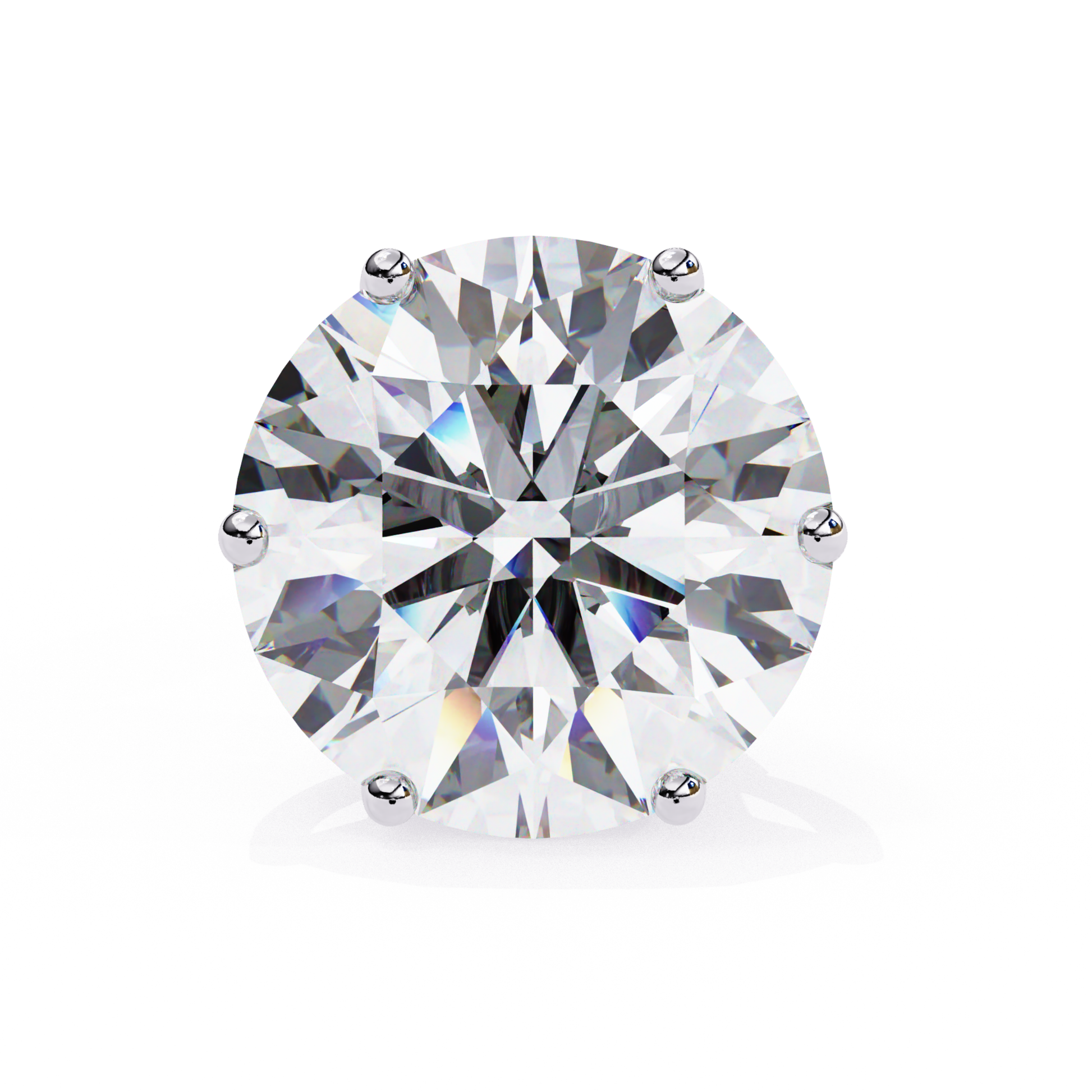 Large round diamond solitaire with a six-prong white gold mount