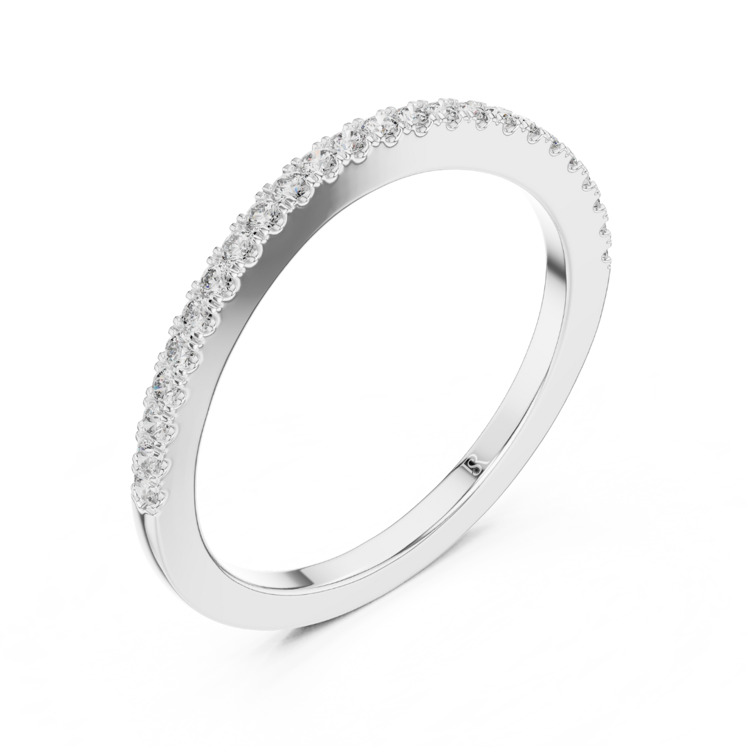 Slim white gold pave diamond band ring for women
Minimal white gold ring with round pave diamonds
Elegant white gold diamond pave stacking band
Thin white gold diamond ring with delicate pave setting
Classic white gold half pave diamond wedding band
Modern white gold stackable diamond band ring
Round cut diamond pave ring in white gold
Dainty white gold diamond eternity style band
Luxury white gold pave diamond ring side view
Fine white gold band ring with sparkling pave diamonds