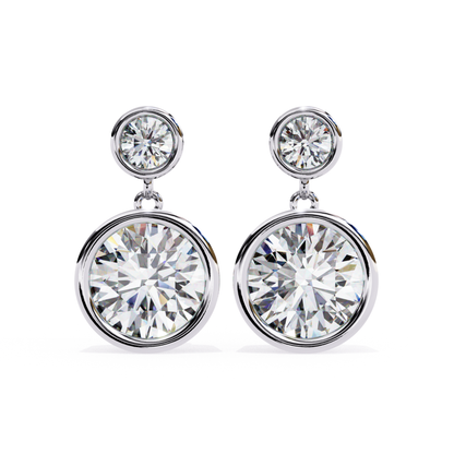 Refined white gold drop earrings with two sparkling round-cut diamonds in a two-tiered setting, perfect for adding elegance and shine to any occasion.