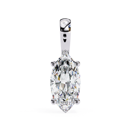 White gold pendant with a pear-shaped diamond set in a secure prong setting.