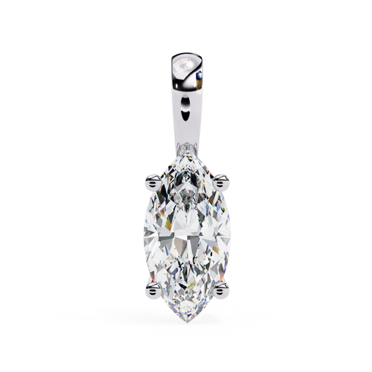 White gold pendant with a pear-shaped diamond set in a secure prong setting.