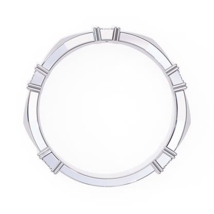 Clean and modern white gold ring with sparkling diamonds.