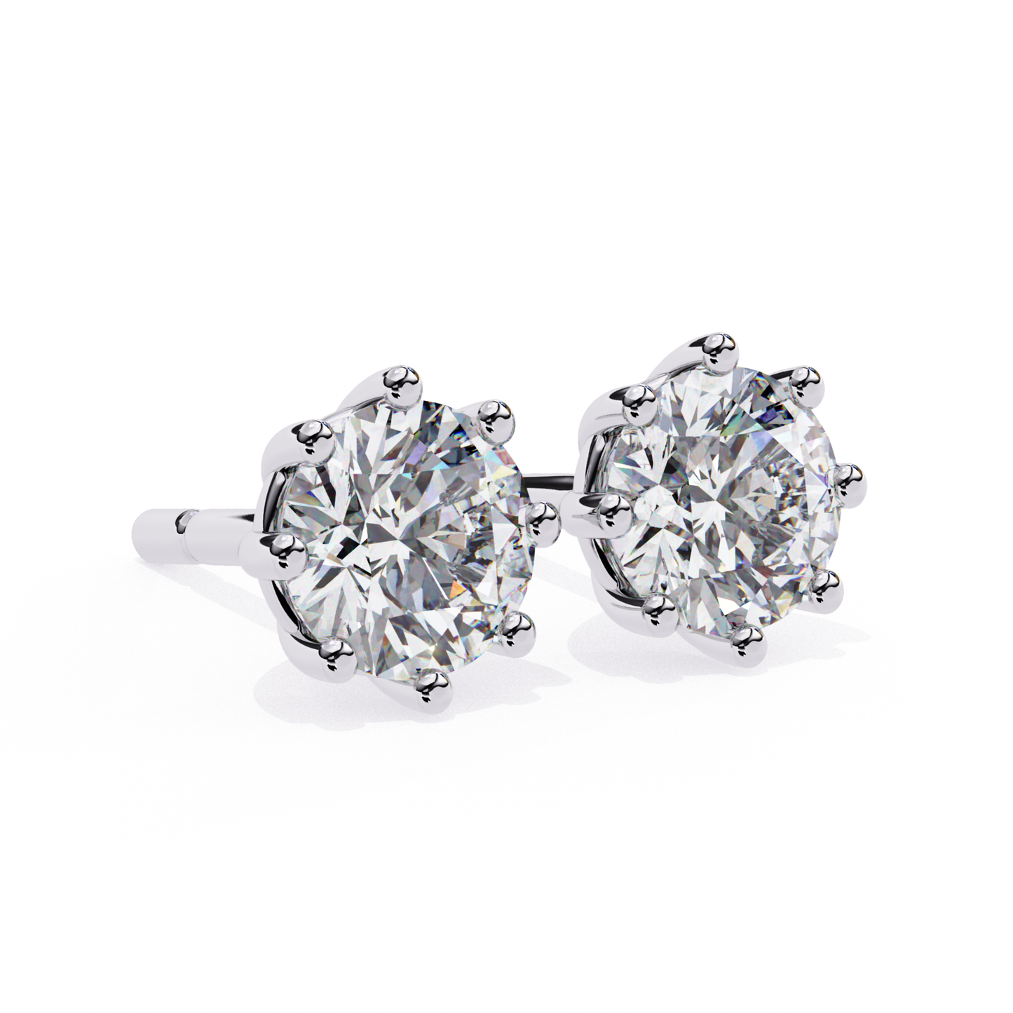 Dazzling white gold stud earrings featuring a brilliant diamond ring design, crafted for a sophisticated look.