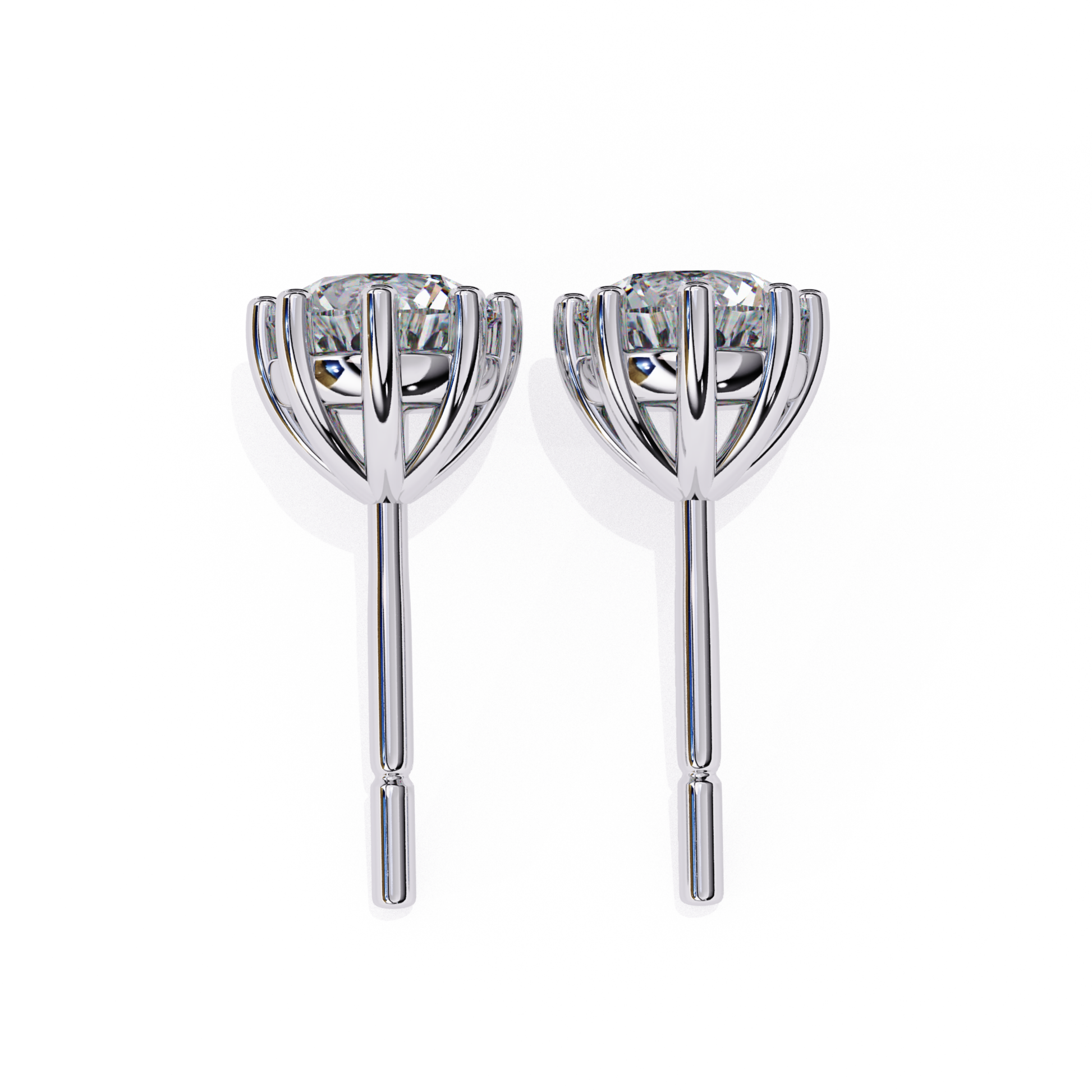 Elegant white gold solitaire diamond studs, a classic addition to your jewelry collection.