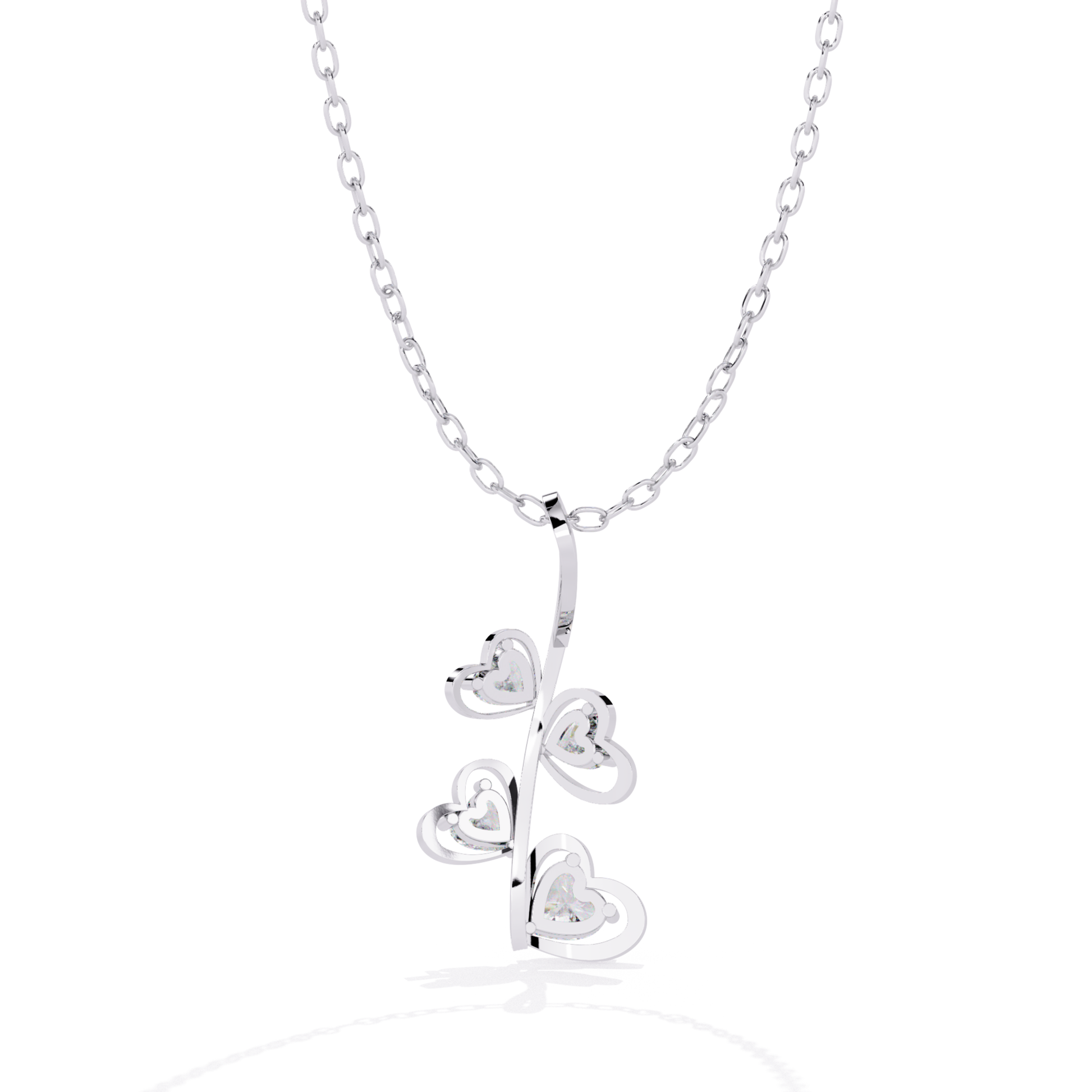 White gold heart diamond pendant center view