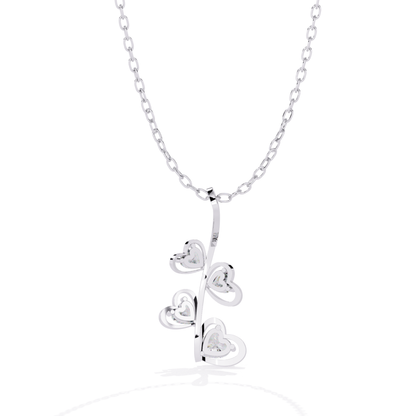 White gold heart diamond pendant center view