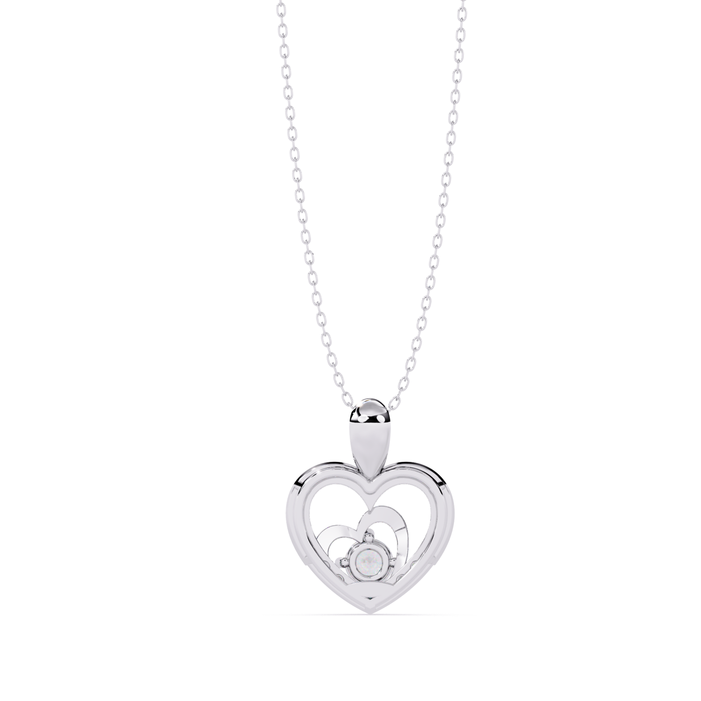 White gold heart pendant rear side