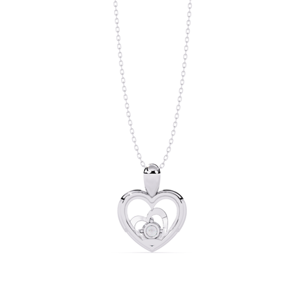 White gold heart pendant rear side