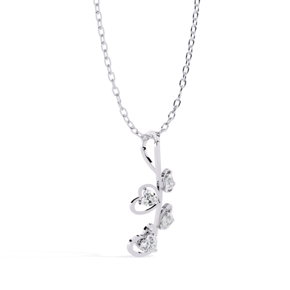 White gold heart diamond pendant side view