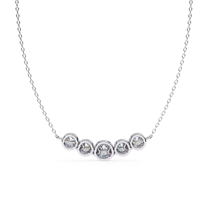 Back side of white gold round diamond necklace