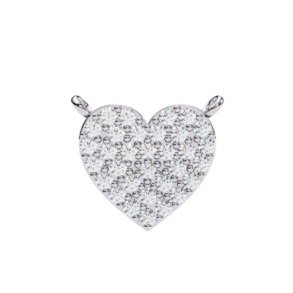 White gold heart pendant with round diamond setting front view